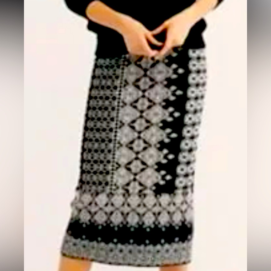 Nwt Free People Aline Boho Black/White Sweater Skirt. Size S.